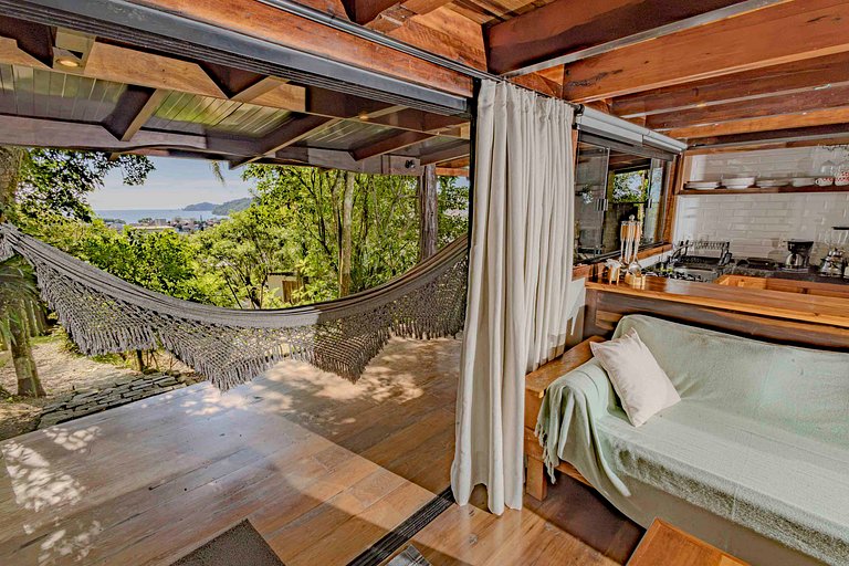 Cabana c/ Varanda, Churrasqueira e Vista Mar